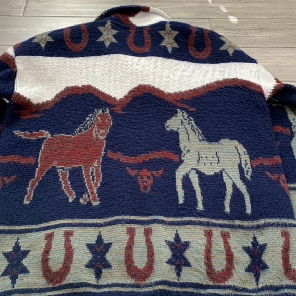 Tejidos Ruminahui Vintage Alpaca Wool Western Cowboy Horse Hooded Sweater Jacket - Picture 14 of 14